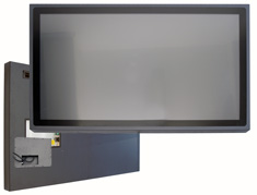 FlatMan® Multitouch Grossbild 65Zoll Multitouchmonitor- Rundum IP 65 staubdicht und feuchtigketsfest - Anbaugeräte